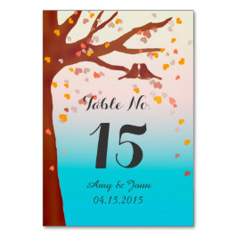 Oak träd-flodfåglarnas hjärtan bordsnummer kärlek 