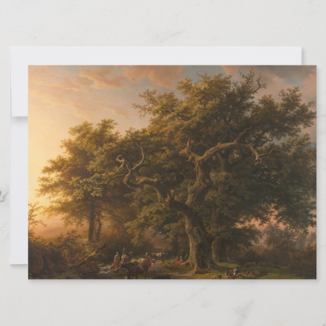 Oak Träd i ett skogslandskap (Woodland Scene) Kort (Framsida)