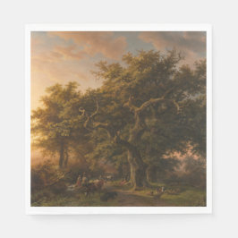 Oak Träd i ett skogslandskap (Woodland Scene) Pappersservett