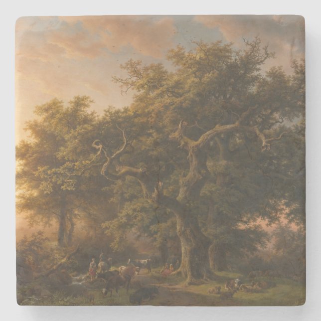 Oak Träd i ett skogslandskap (Woodland Scene) Stenunderlägg (Framsidan)
