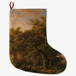 Oak Träd i ett skogslandskap (Woodland Scene) Stor Julstrumpa