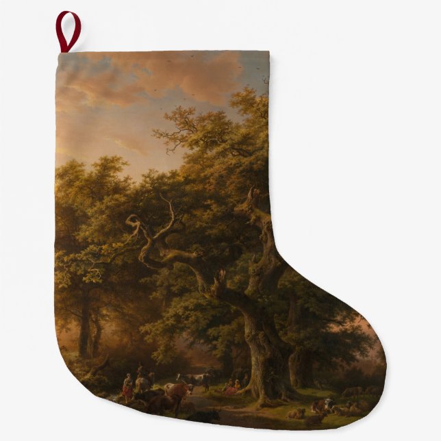 Oak Träd i ett skogslandskap (Woodland Scene) Stor Julstrumpa (Framsidan)