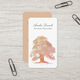 Oak Träd Illustration i Cream Beige-Affärskortet Visitkort