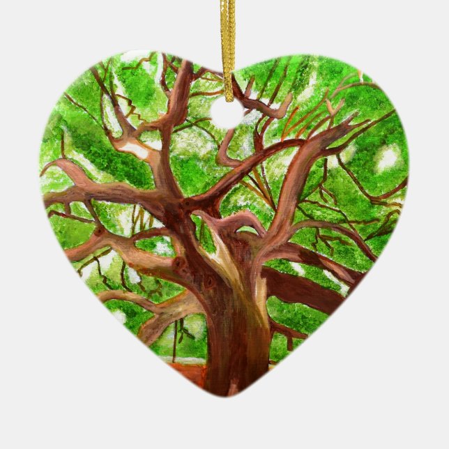 Oak Träd Julgransprydnad Keramik (Framsidan)