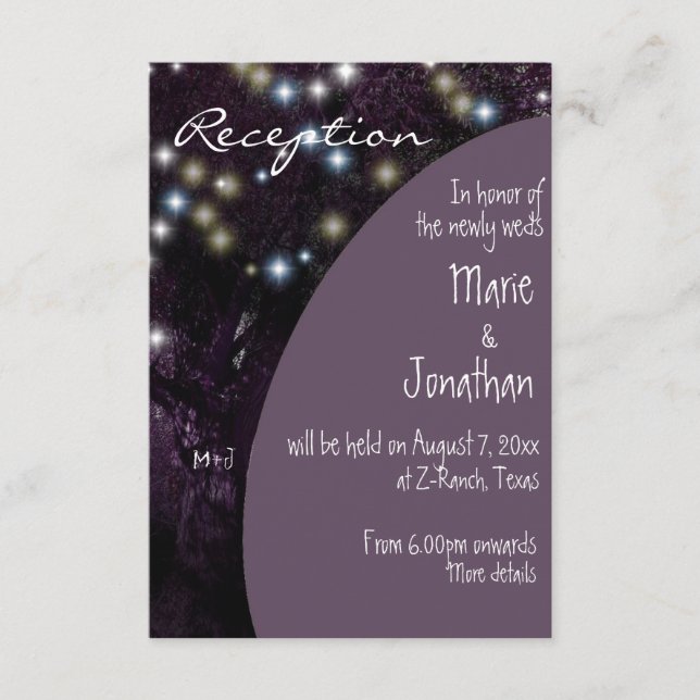 Oak Träd night ljus bröllopsmottagning Tilläggskort (Framsida)