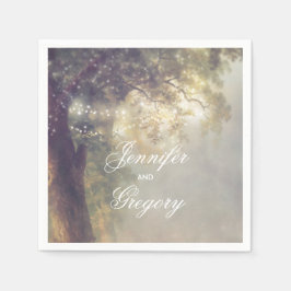 Oak Träd och String Ljus Rustic Garden Wedding Pappersservett