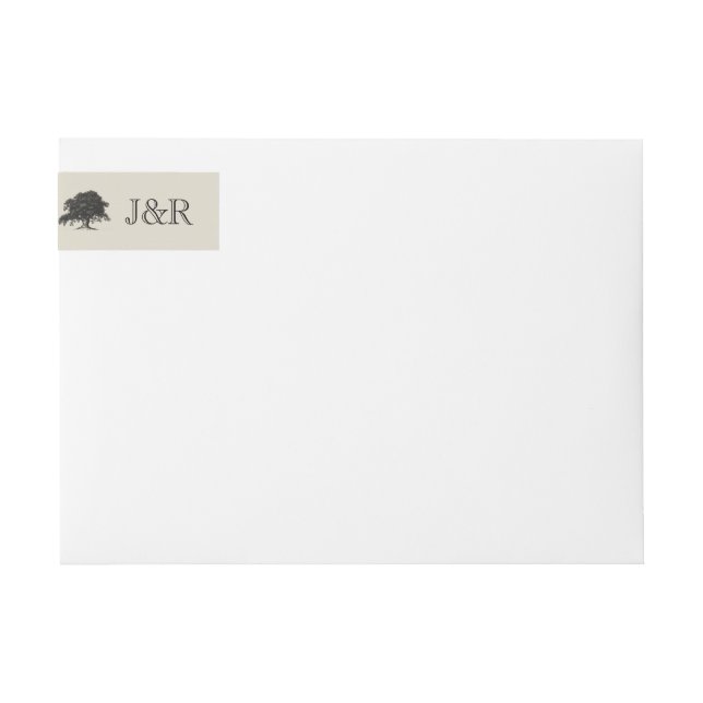 Oak Träd Plantation Guld Bröllop Wrap Around Label Etikettband (Framsidan)