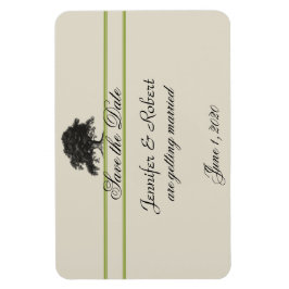 Oak Träd Plantation i Grönt Spara datum Magnet