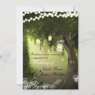 Oak Träd Rustic Enchanted Forest Garden Wedding Inbjudningar