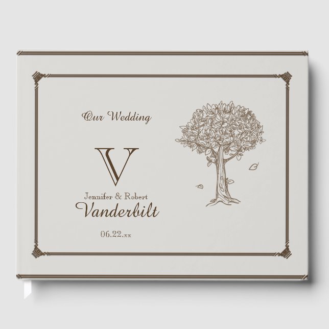 Oak Träd Sketch Bröllop Guest Bok (Framsida)