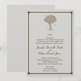 Oak Träd Sketch Bröllop Inbjudningar