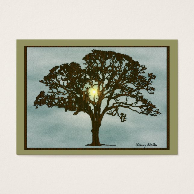 Oak Träd vid Sunset Art Card Visitkort (Framsidan)