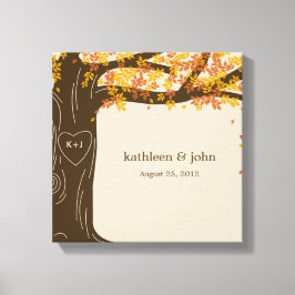 Oak Träd Wrapped Canvas Art - Orange