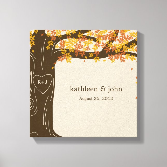 Oak Träd Wrapped Canvas Art - Orange (Framsida)