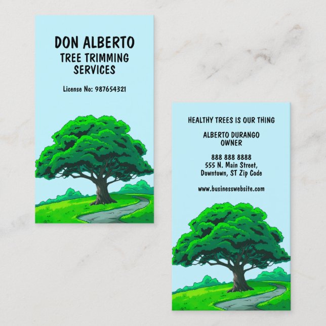 Oak Tree Logo | Custom Tree Trimming Services Visitkort (Fram/baksida)