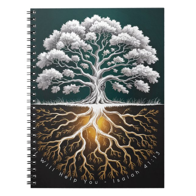 Oak Tree Strength Faith Journal - Rooted Design Anteckningsbok (Framsidan)