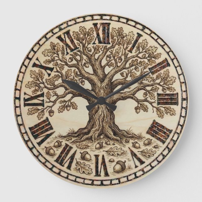 Oak Tree Wall Clock  Stor Klocka (Framsida)