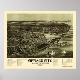 Oakbluffar, panorama- karta för MORSOR - 1890 Poster