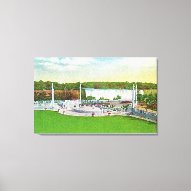 Oakes Garden Theater View of American Falls Canvastryck (Framsida)