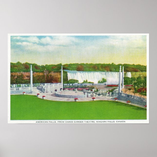 Oakes Garden Theater View of American Falls Poster (Framsidan)