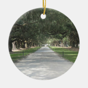 Oakgränd på Boone Hall, Charleston SC-prydnad Julgransprydnad Keramik