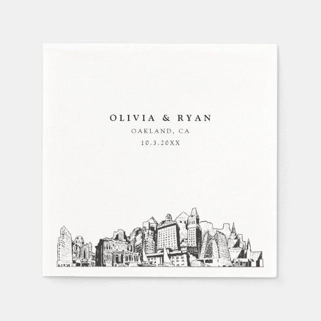 Oakland Bröllop minimalistisk Papper Pappersservett (Framsidan)