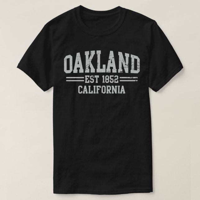 Oakland California CA Athletic Text Sport Stil Pu T Shirt (Design framsida)