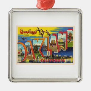 Oakland California CA Vintage Large Brev Postcar Julgransprydnad Metall