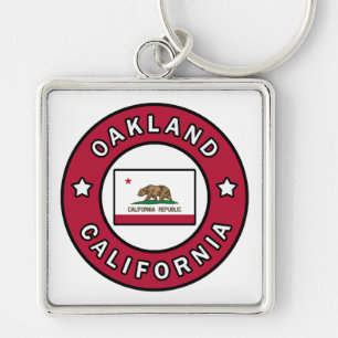 Oakland California Fyrkantig Silverfärgad Nyckelring