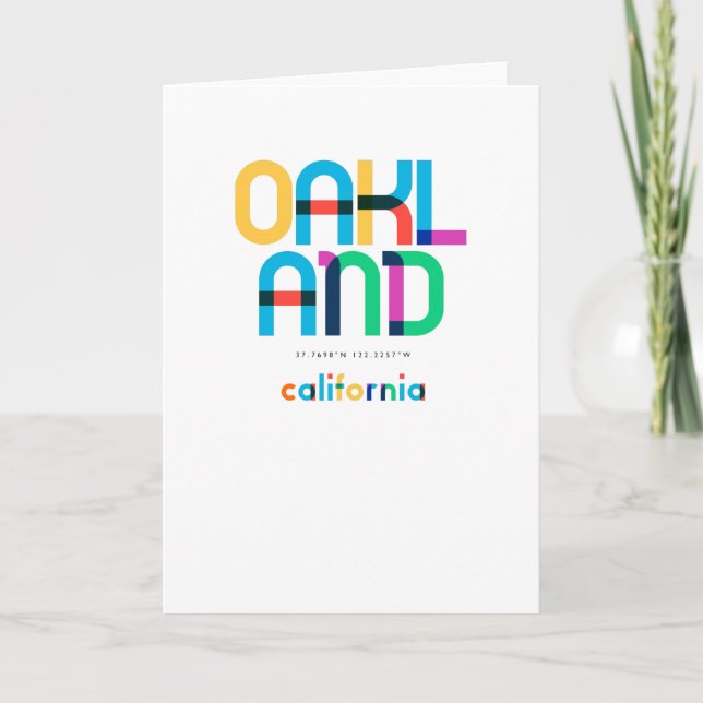 Oakland California Mid Century, Pop Art. Kort (Framsida)