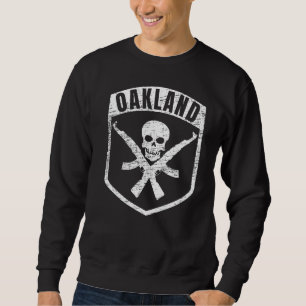 Oakland California Skull Ak 47 Hip hop Rap Lång Ärmad Tröja