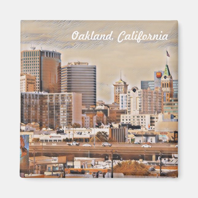 Oakland, California Skyline Fine Art Magnet (Framsidan)