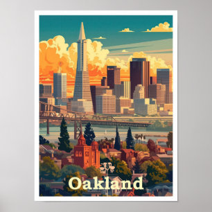 Oakland California Vintage resor Illustration Poster