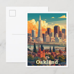 Oakland California Vintage resor Illustration Vykort