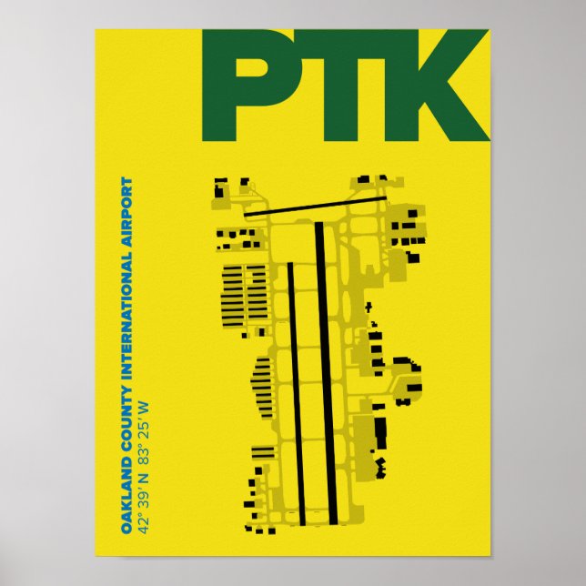 Oakland County International Airport (PTK) Affisch (Framsidan)