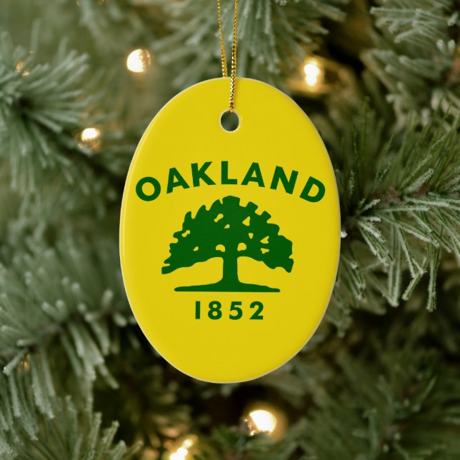 Oakland Flagga, Kalifornien Julgransprydnad Keramik (Träd)