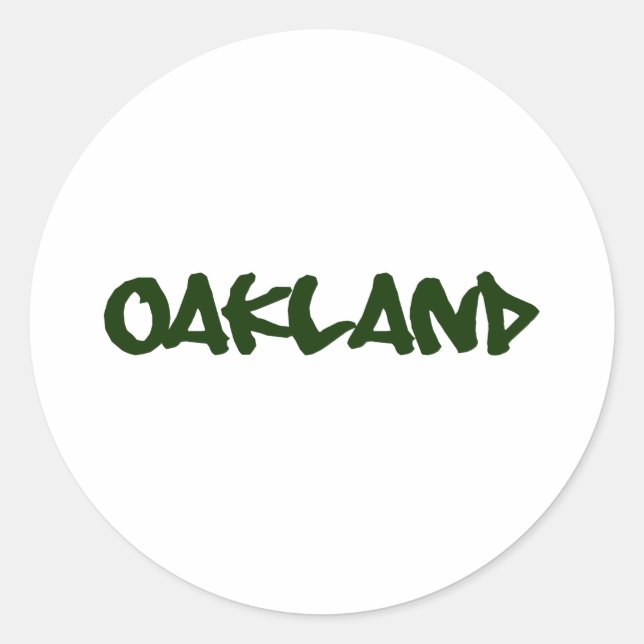 Oakland Graffiti Font Runt Klistermärke (Framsida)