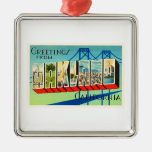 Oakland Kalifornien CA gammal vintage Julgransprydnad Metall