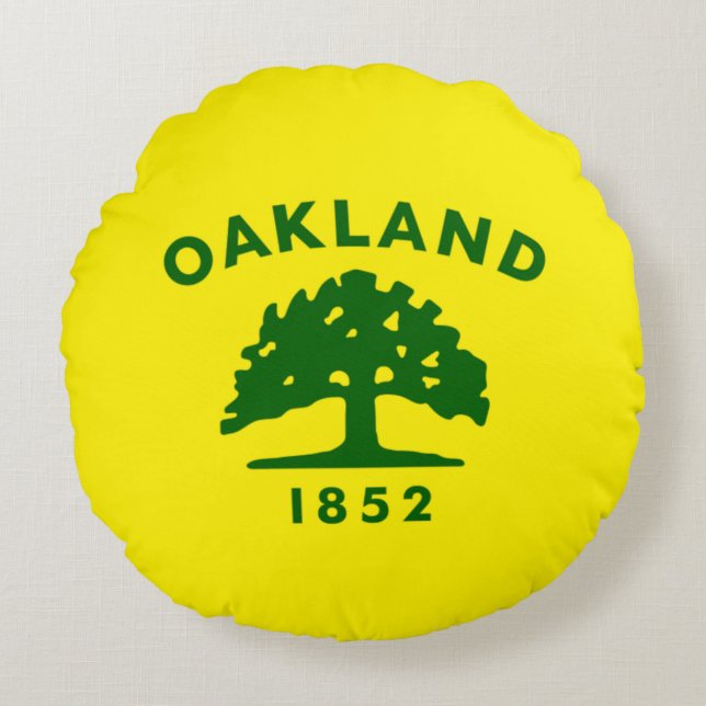 Oakland (Kalifornien) City flagga Rund Kudde (Framsidan)