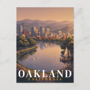 Oakland Kalifornien Lake Skyline Konst Vykort