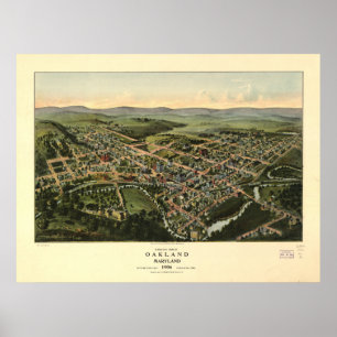 Oakland Maryland 1906 Antique Panoramic Karta Poster