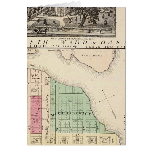 Oakland, omgivning 4 hälsningskort (Framsidan)