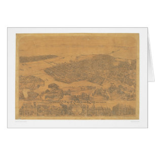 Oakland panorama- karta 1881 (1231A) för CA. Hälsningskort