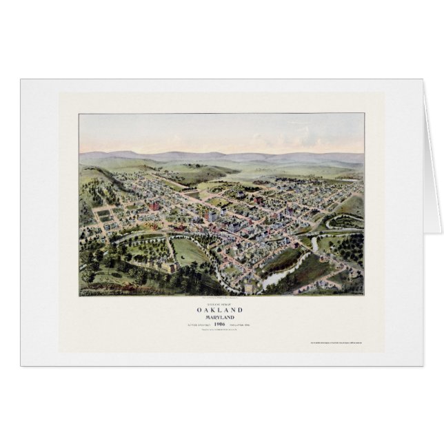 Oakland panorama- karta för MD - 1906 Hälsningskort (Framsidan Horizontal)