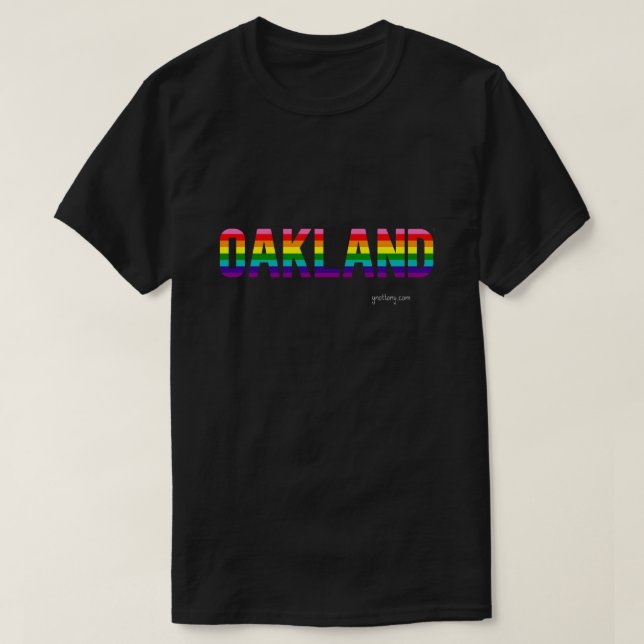 Oakland Pride T-shirt | Regnbåge Flagga (Design framsida)