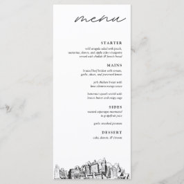Oakland Skyline Modern Bröllop Dinner Menu Meny