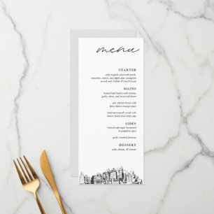 Oakland Skyline Modern Bröllop Dinner Menu Meny