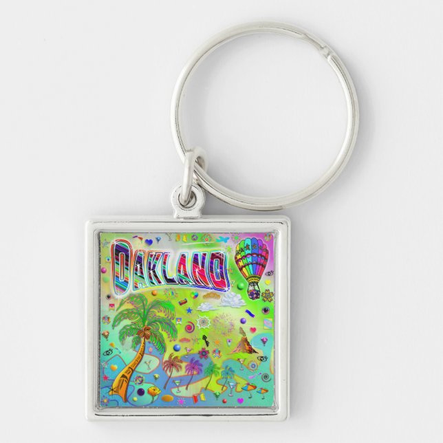 Oakland Timless Melody Keychain Fyrkantig Silverfärgad Nyckelring (Framsidan)