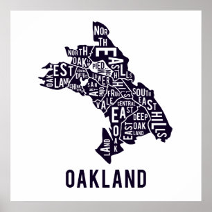 Oakland Typografiska Karta Poster