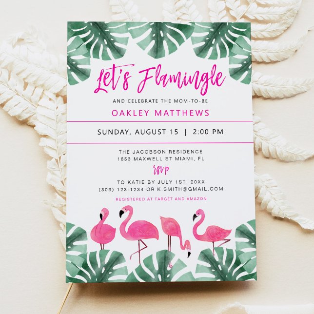 OAKLEY Låt oss Flamingle Tropical Rosa Baby Shower Inbjudningar (Skapare uppladdad)